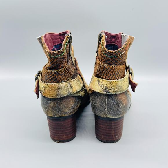 L'Artiste by Spring Step Boots Womens 7.5 Brown Green Camo Leather Ankle Shoes - Picture 7 of 13